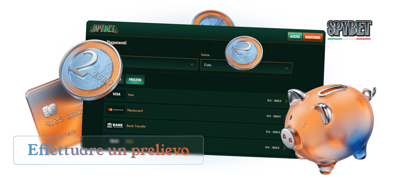 Il deposito in Spybet è facile da eseguire in un paio di passaggi