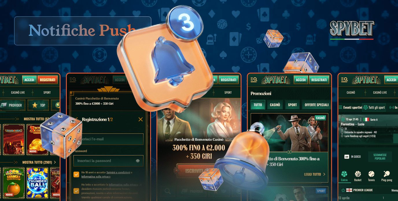 Nella sede del casinò Spybet è possibile impostare le notifiche